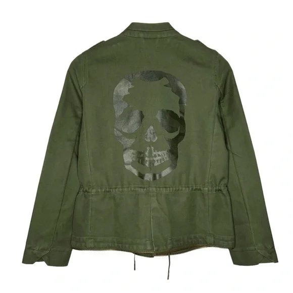 Zadig Voltaire Vedam Bis Skull Military Jacket Kaki Size S NEW Jackets & Coats